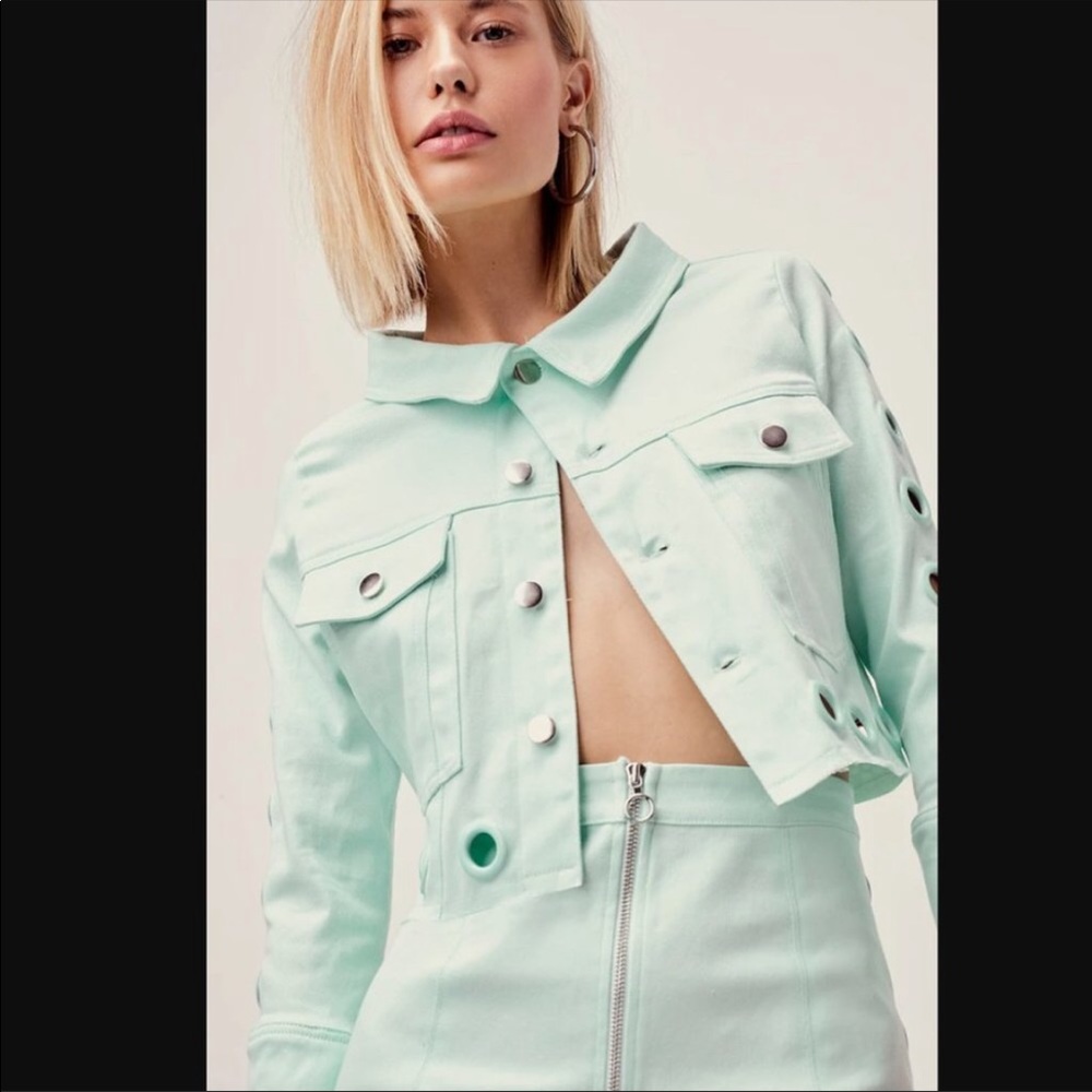 For Love & Lemons Creme Puff Jacket - Bluebell, M